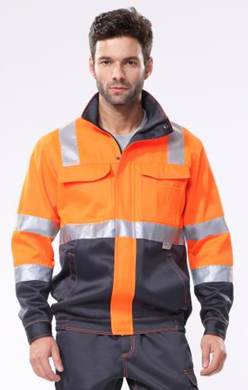 安大叔 高警示夹克荧光黄拼灰色G472-S