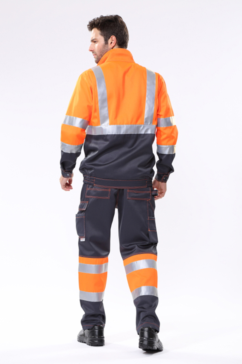 安大叔 高警示夹克荧光黄拼灰色G472-S