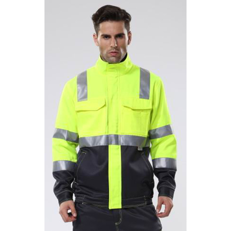 安大叔 高警示夹克荧光黄拼灰色G472-S