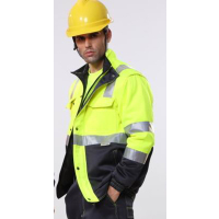 安大叔_高警示防寒服荧光黄色拼灰色 B298-XL