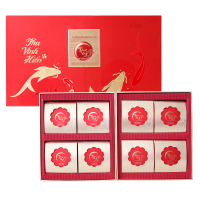越南进口 南风南月饼礼盒1280g(8x160g) 蛋黄榴莲/卡布奇诺/黑芝麻风味月饼 一盒8个装