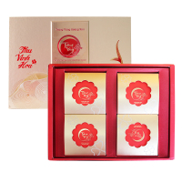 越南进口 南风南月饼礼盒640g(4x160g) 蛋黄榴莲/卡布奇诺/黑芝麻风味月饼 一盒4个装