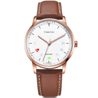 天霸T-WATCH2.0轻智能商务手表皮带玫瑰金色