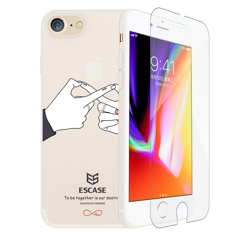 ESCASE 苹果iPhone 8Plus手机壳 苹果7plus保护壳 苹果8P保护套软壳 插画浮雕 手机壳膜套装通用