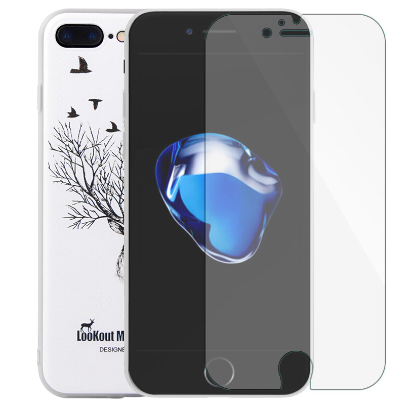 ESCASE 苹果iPhone 8Plus手机壳 苹果7plus保护壳 苹果8P保护套软壳 插画浮雕 手机壳膜套装通用