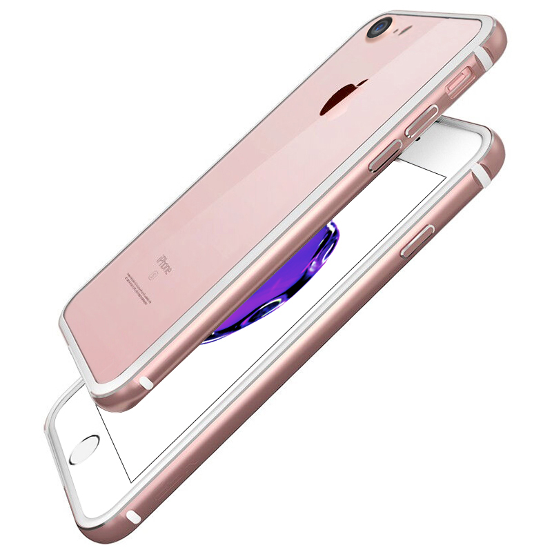ESCASE 苹果iPhone8/7手机壳苹果8/7保护壳苹果7保护套 时尚简约金属边框保护套配挂绳