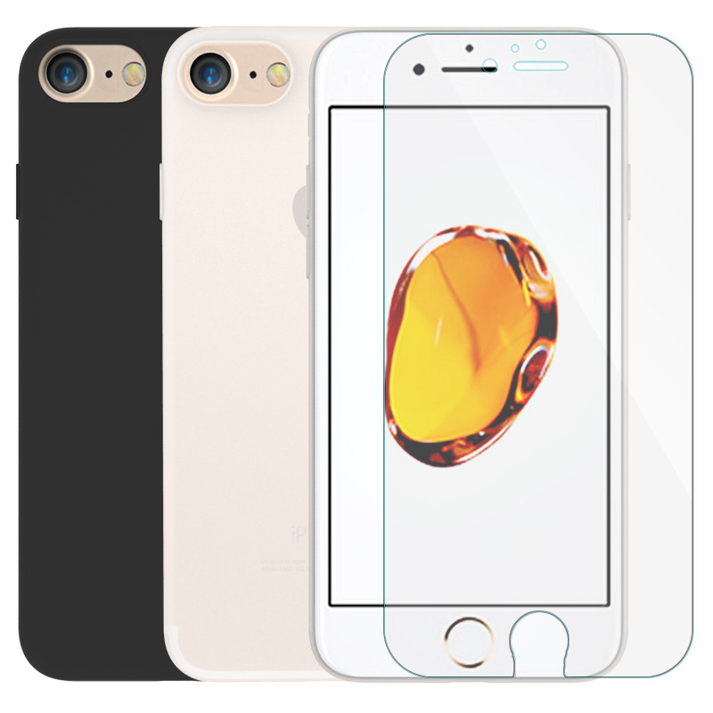 [送钢化膜]ESCASE 苹果8/7手机壳iPhone8/iPhone7手机套苹果7手机保护套壳膜套装苹果8/7通用款高清大图