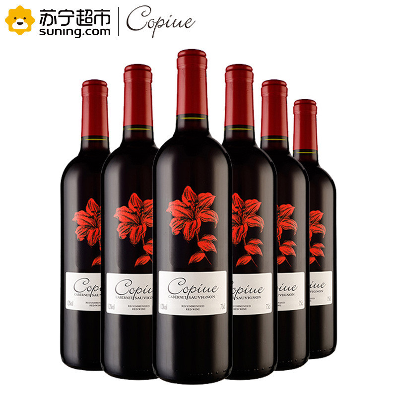 智利原酒进口 柯碧韦(Copiue)赤霞珠干红葡萄酒 750ml*6 整箱装