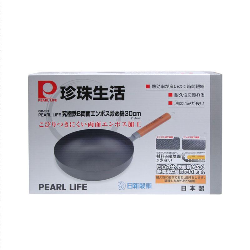 PEARL LIFE珍珠生活炒锅铁单面凹凸加厚1.4mm单柄 30cmGP-38