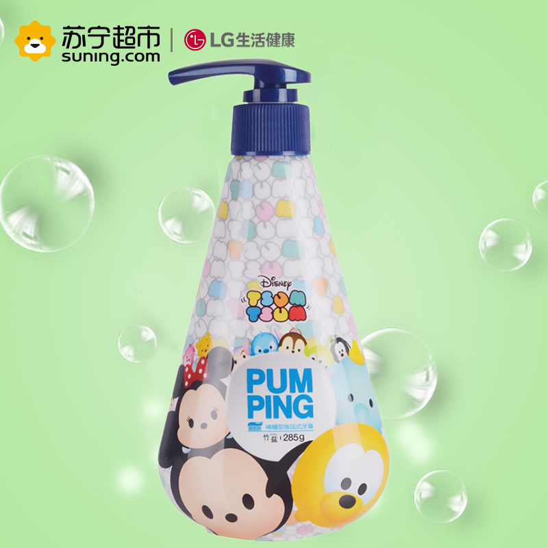 LG竹盐 啫喱型按压式牙膏 285g（清雅薄荷）（迪士尼TSUM TSUM系列牙膏...