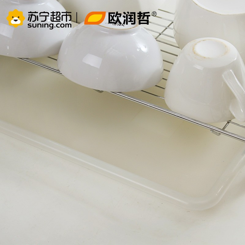 欧润哲(ORANGE)16寸不锈钢S形双层碗碟架碗盘沥水架厨房置物架餐具收纳架整理架配砧板架筷子筒 107922