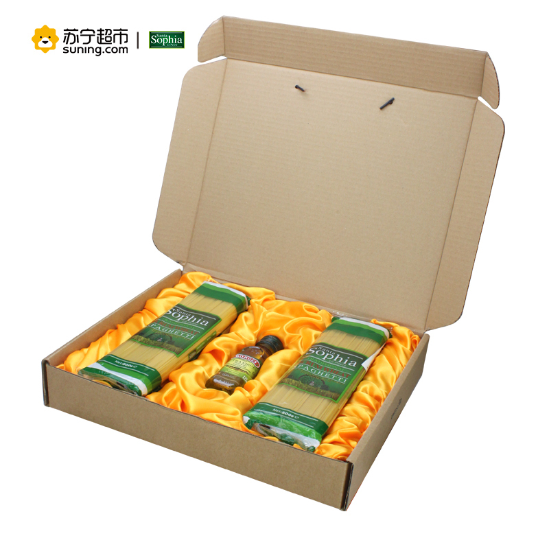 圣塔索菲亚(SantaSophia)原装进口意大利面直条状500g*4+伯爵橄榄油125ml盒装