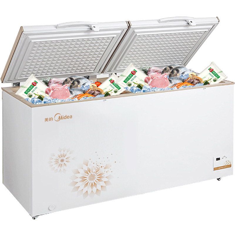 美的(Midea)BD/BC-768DKEM时尚金 768升 双顶开们大冷冻力 家用商用卧式节能冰柜卧式冷柜