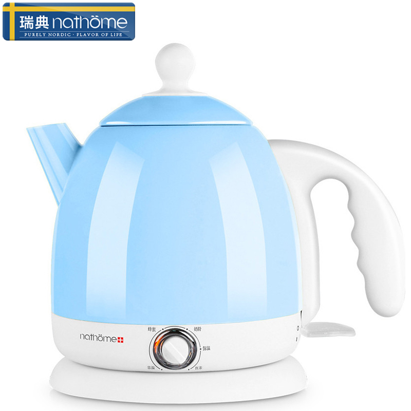 瑞典北欧欧慕（nathome）NSH0801电水壶304不锈钢保温调温烧水壶0.8L开水壶电热水壶 蔚蓝家用防干烧自动断