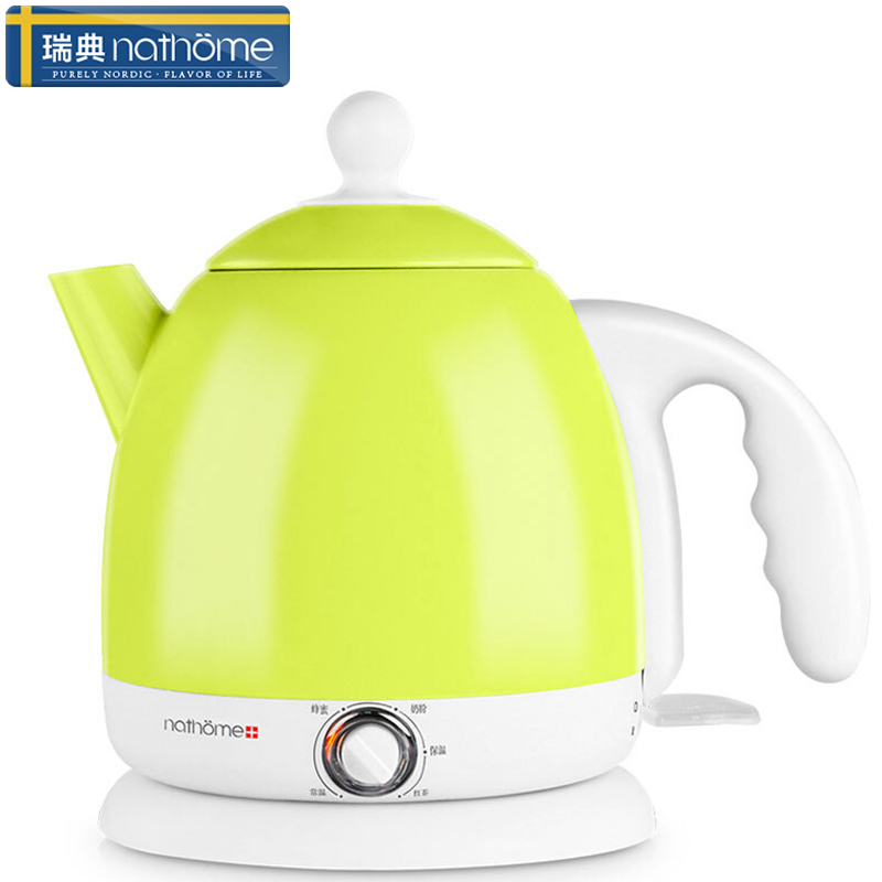 瑞典北欧欧慕（nathome）NSH0801 电水壶304不锈钢保温调温烧水壶0.8L开水壶电热水壶 竹绿迷你家用自动断