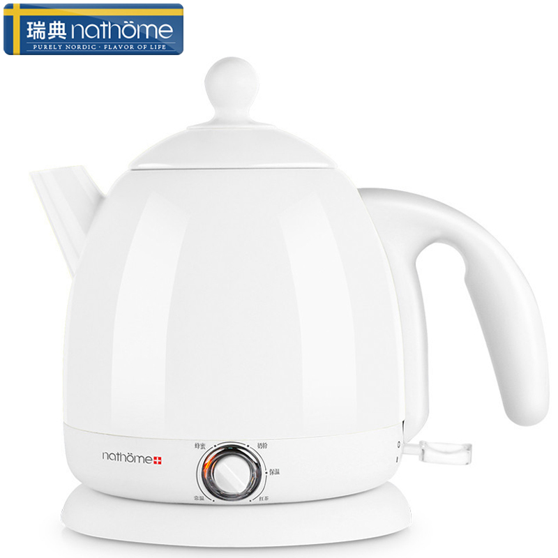 瑞典北欧欧慕（nathome）NSH0801 电水壶304不锈钢保温调温烧水壶0.8L开水壶电热水壶 乳白迷你家用自动断