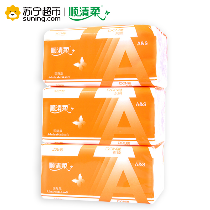 顺清柔 抽纸 三层100抽小规格抽取式面巾纸纸巾国产