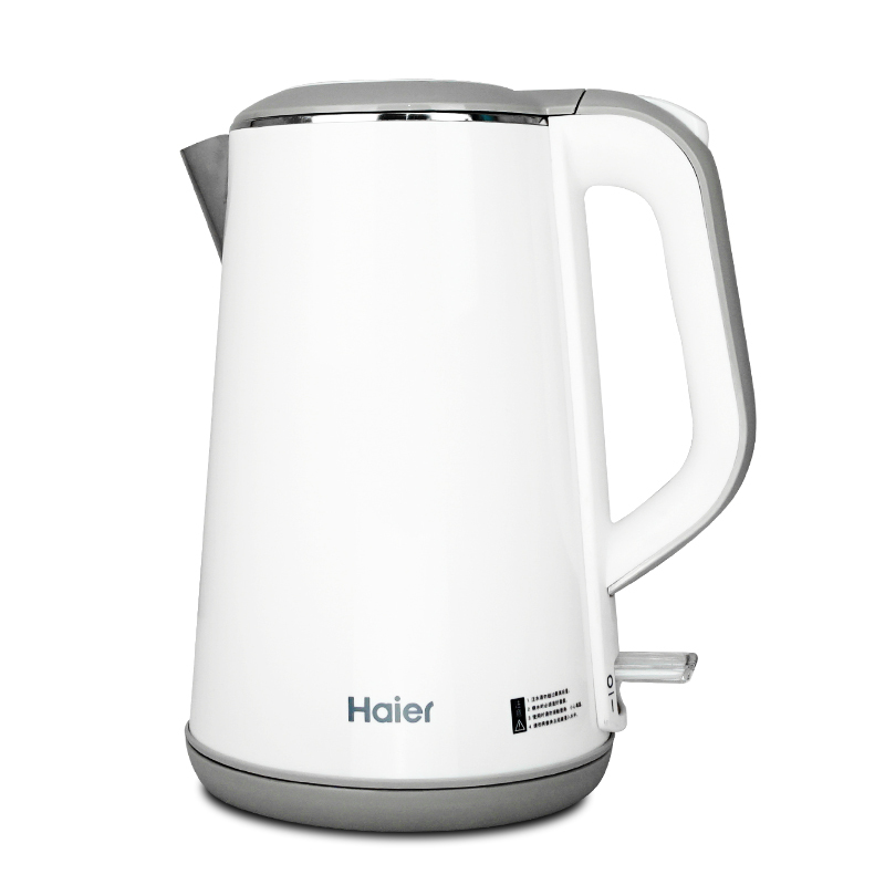 海尔(Haier)HKT-2618C电热水壶 双层防烫保温优质温控器 1.6升容量 304不锈钢 电烧开水壶
