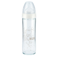 NUK240ml纤巧宽口系列耐高温玻璃彩色奶瓶(成长型硅胶中圆孔)