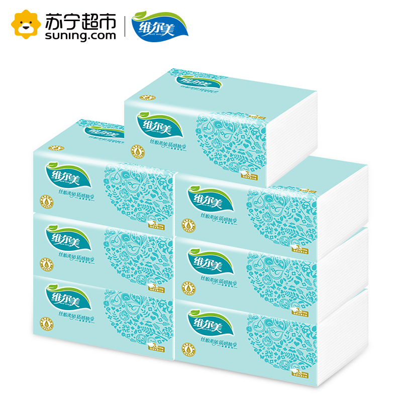 维尔美丝质系列抽取式面纸3层100抽迷你型10包装120mm*190mm