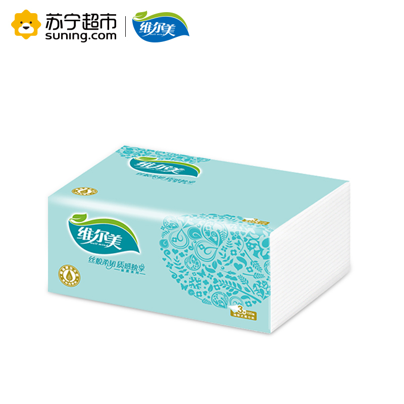维尔美丝质系列抽取式面纸3层100抽迷你型10包装120mm*190mm