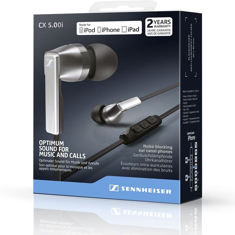 森海塞尔(Sennheiser) CX5.00i 入耳式手机通话耳机 White 白色 苹果版图片