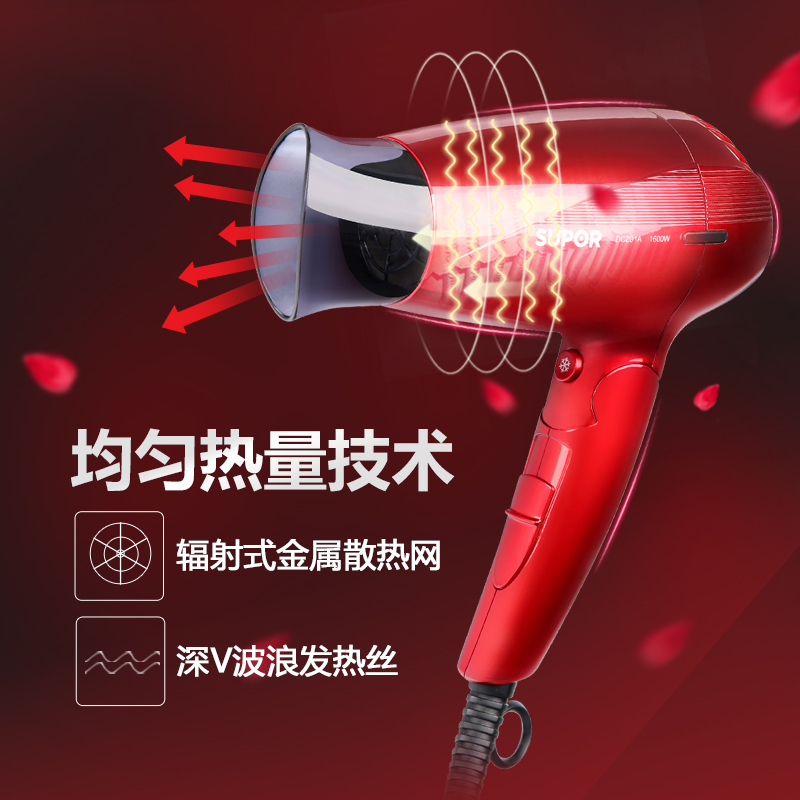 苏泊尔(SUPOR) DCZ01B-16吹风机 便捷可折叠手柄/恒温家用