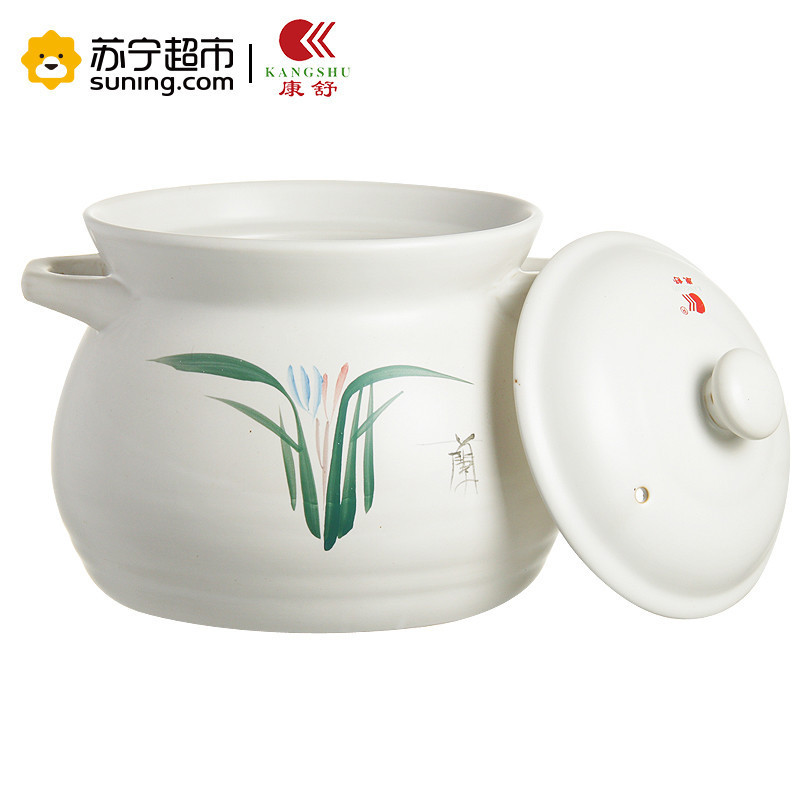 康舒(AcBel)砂锅炖锅陶瓷煲汤锅明火耐高温汤煲 养生土锅沙锅汤锅粥煲 白色3.3L(3~5人用)