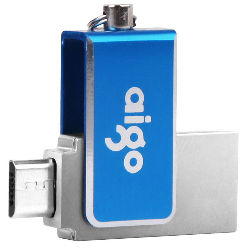 aigo 爱国者 手机U盘 U286 手机平板电脑三合一64G 全金属机身 双插头 OTG