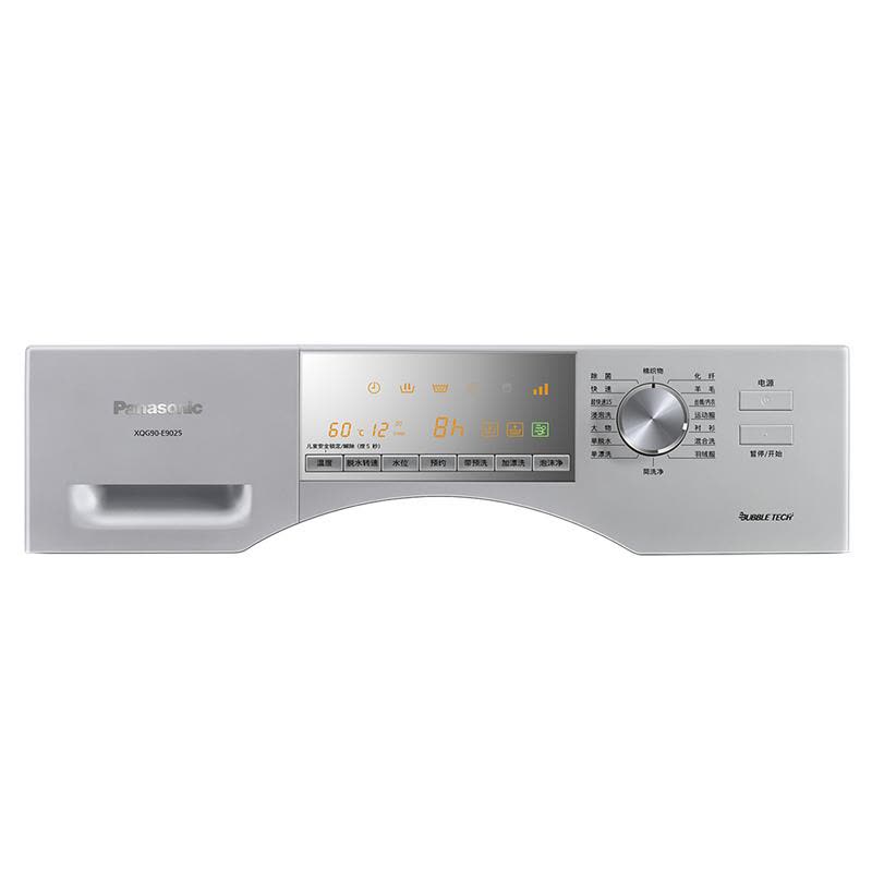 松下(Panasonic) XQG90-E9025 9公斤 变频 高效节能 泡沫洗 筒自洁 全自动滚筒洗衣机(银色)图片
