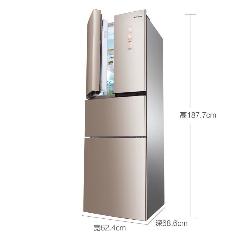 创维(Skyworth)W30AY 300升法式多门风冷冰箱 电脑控温 三温区多门对开门电冰箱 (普利金)图片