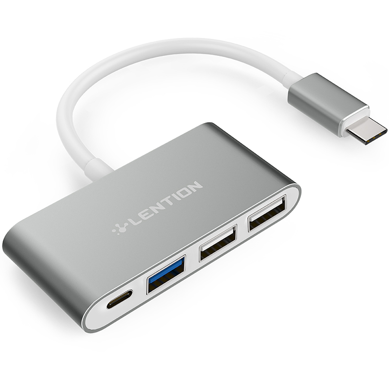 lention蓝盛 Type-C转接头切换器USB hub3.0苹果电脑适用Type-C接口笔记本 深空灰