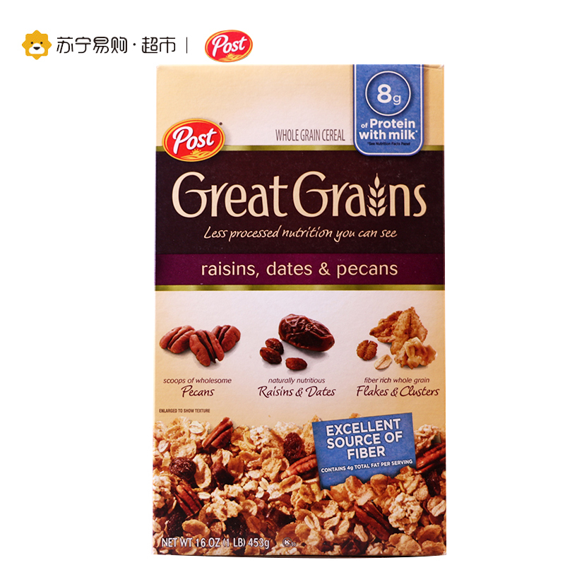 美国进口 宝氏葡萄干核桃麦片 453g