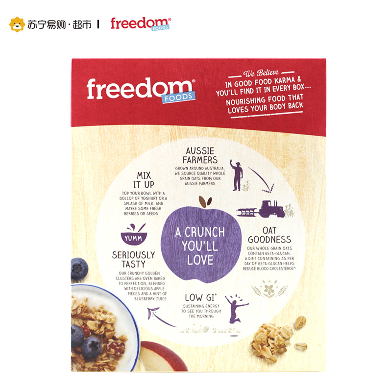澳大利亚进口 福丽德Freedom Foods苹果蓝莓汁混合谷物麦片 600g