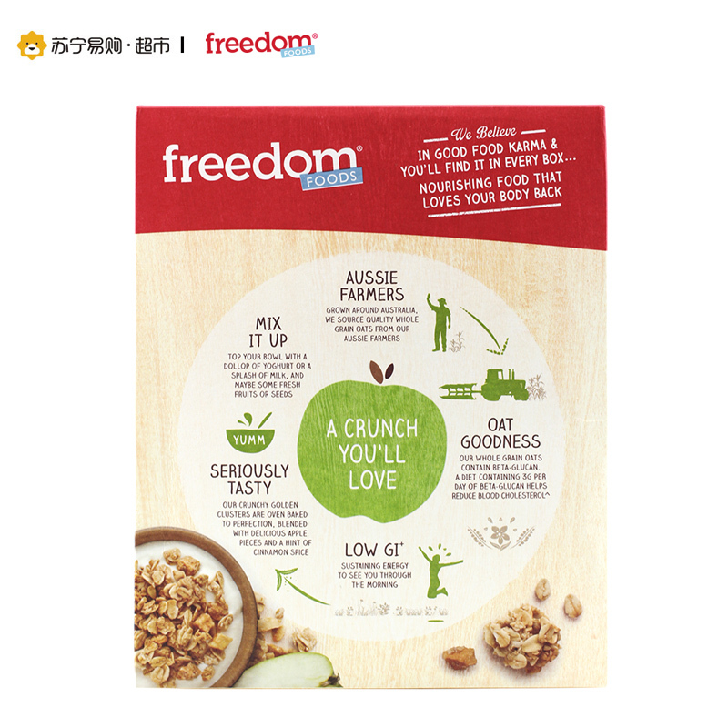 澳大利亚进口 福丽德Freedom Foods肉桂苹果麦片 600g