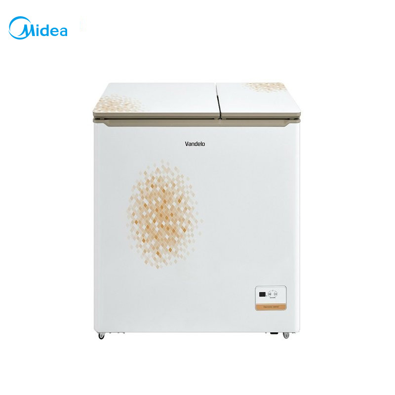 美的(Midea)BCD-186DKEV白色 186升 玻璃门体 冷冻冷藏 卧式家用商用节能冰柜冷柜
