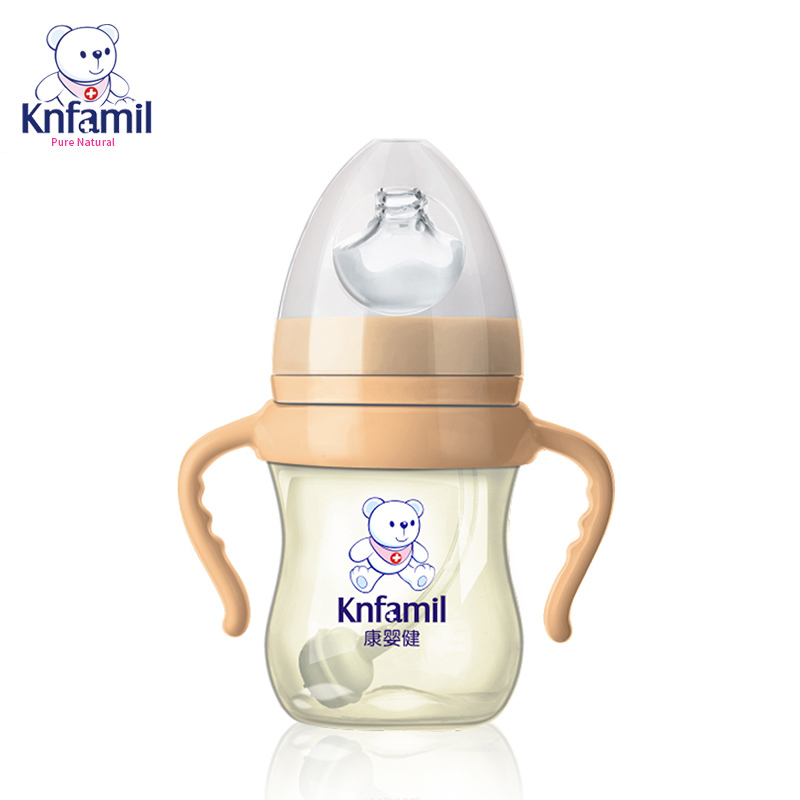 康婴健宽口径带手柄防吐安全PPSU奶瓶 (红)