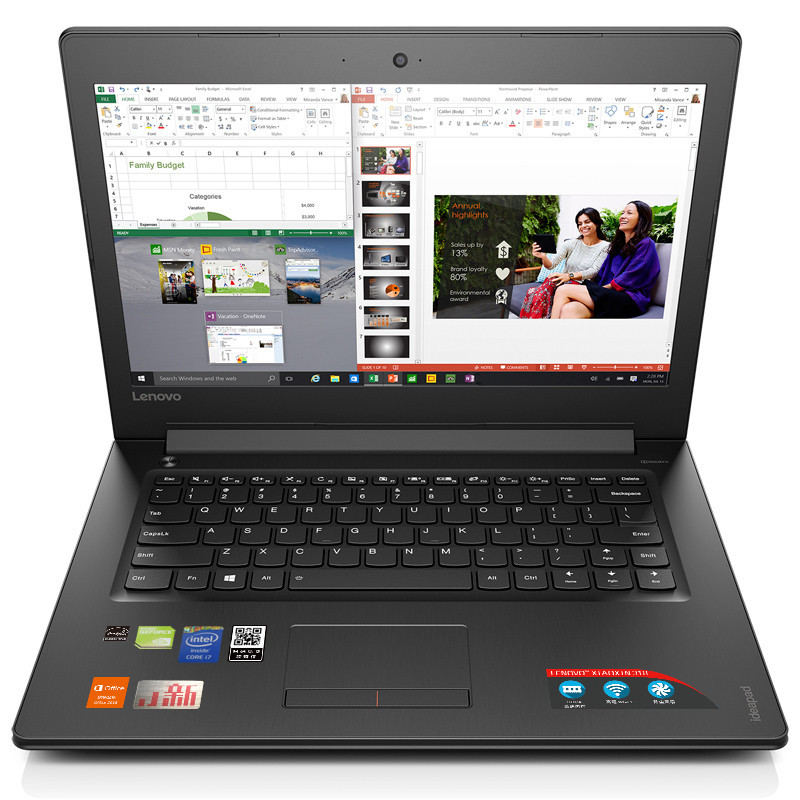 联想(Lenovo)小新310 14英寸轻薄笔记本电脑 i7-7500U 128G SSD 2G独显 Win10黑