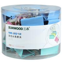 三木(SUNWOOD)2012 2#彩色长尾票夹 24只/筒