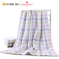 梦特娇Montagut单面纱布方格浴巾 纯棉浴巾 反面无捻纱 超吸水