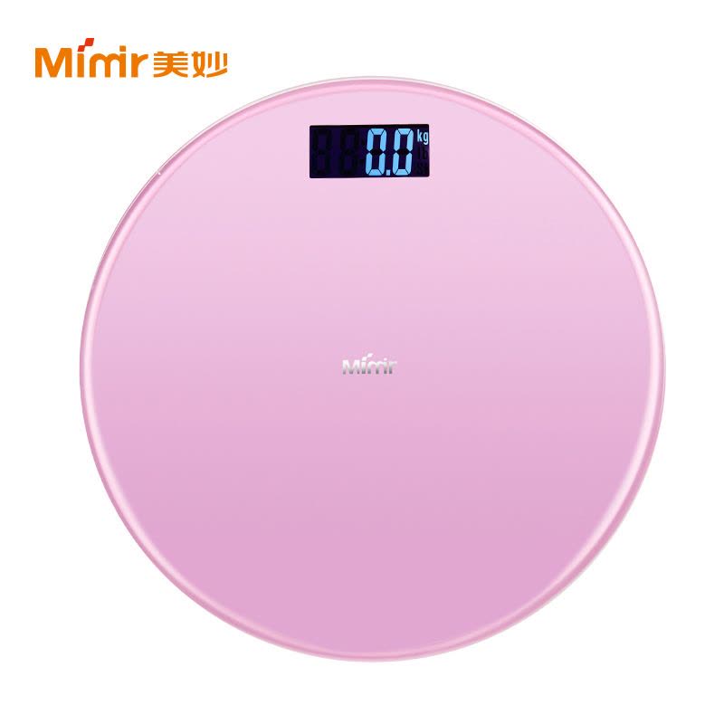 美妙(Mimir)健康秤 MD-07 粉色圆形称 钢化玻璃面板 LCD显示屏 夜视功能 体重秤 电子秤图片