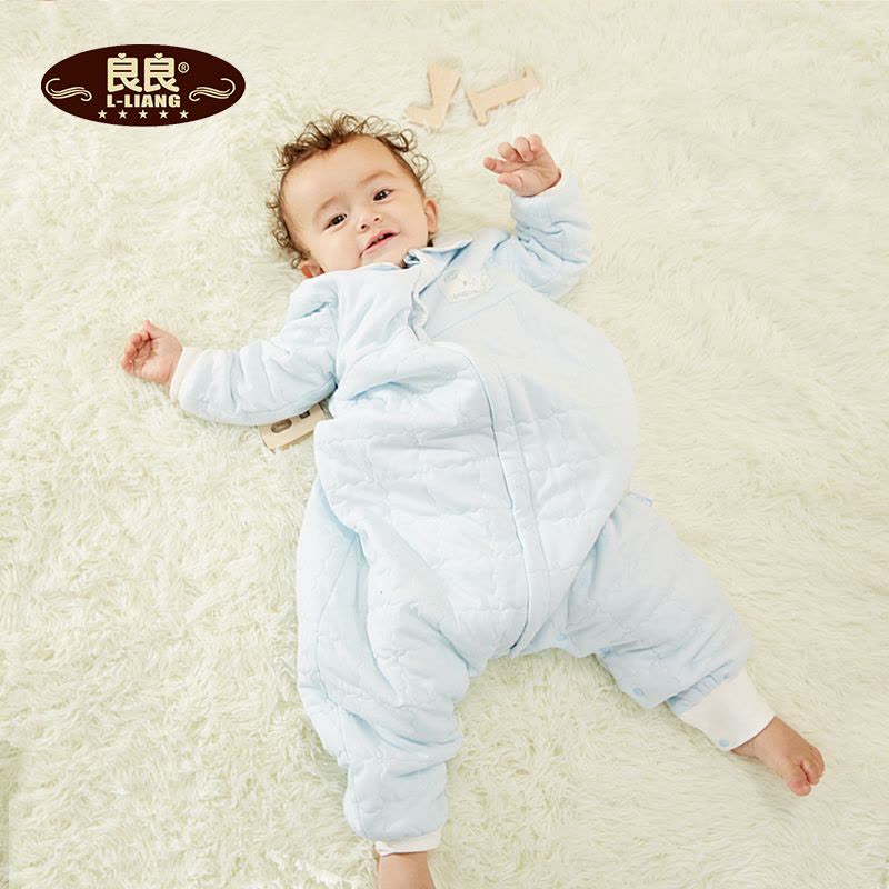 良良 婴儿睡袋 宝宝分腿睡袋防踢被新生儿春秋四季通用幼儿童纯棉睡袋 85cm图片