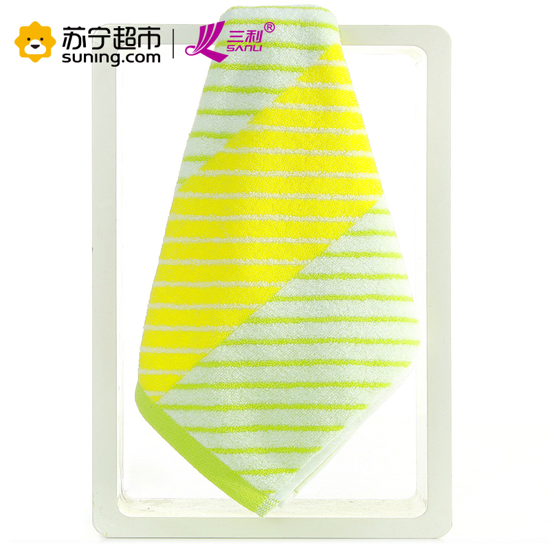三利 纯棉斜纹彩条毛巾 34×72cm 柔软吸水洗脸面巾 混色3条装 34×72cm 提花工艺、彩色条纹