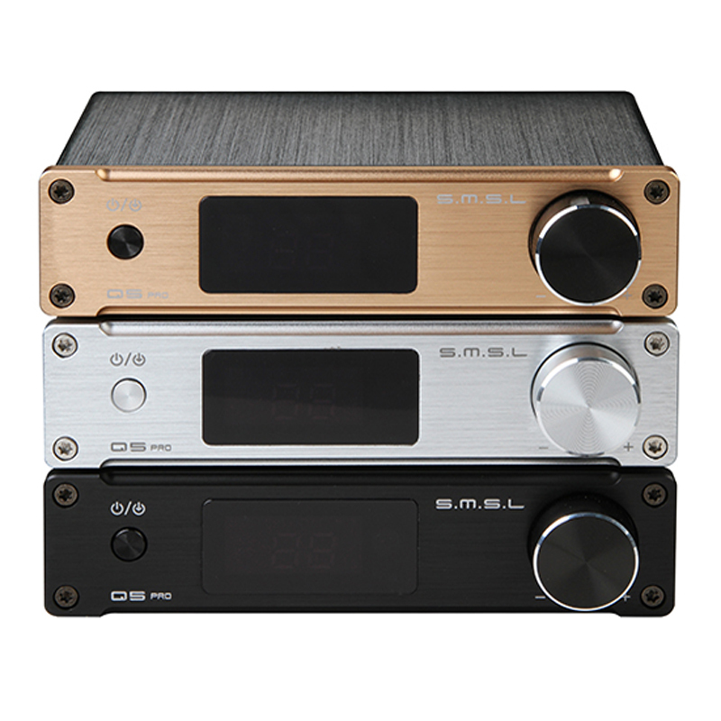 S.M.S.L 双木三林Q5 PRO HiFi纯数字功放机 配遥控USB光纤同轴解码 AUX 低音 银色