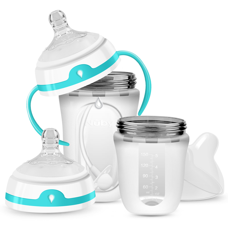 努比(Nuby)硅胶奶瓶套装新生儿硅胶奶瓶150ml+带握把硅胶奶瓶250ml(附360度重力球)