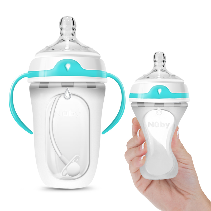 努比(Nuby)硅胶奶瓶套装新生儿硅胶奶瓶150ml+带握把硅胶奶瓶250ml(附360度重力球)