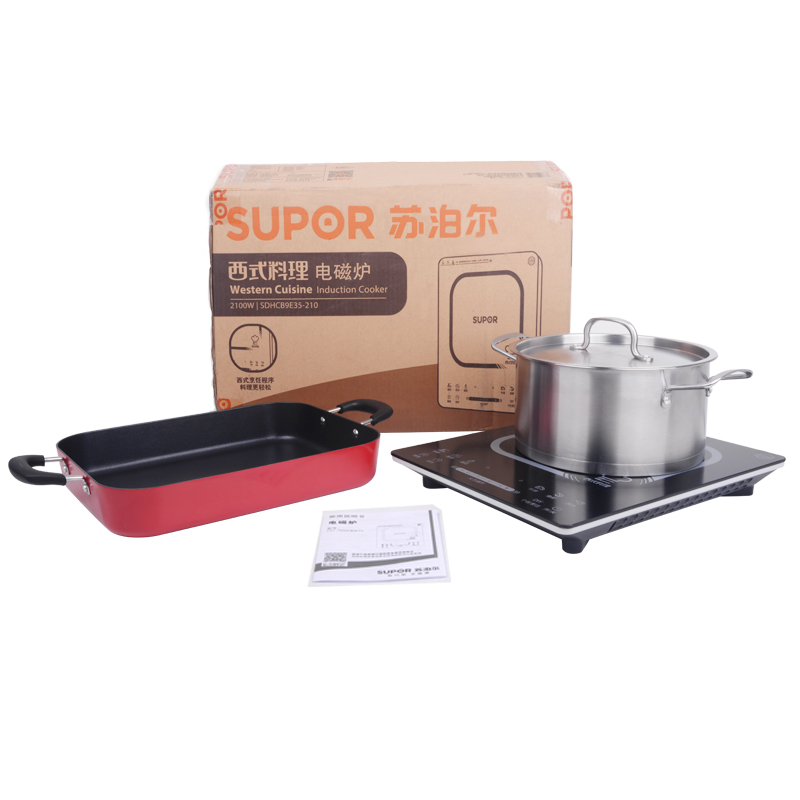 苏泊尔(SUPOR)电磁炉 SDHCB9E35-210 整版滑动触摸 8档大火力 西式烹饪轻薄面板/瓷板面板黑色微晶面板
