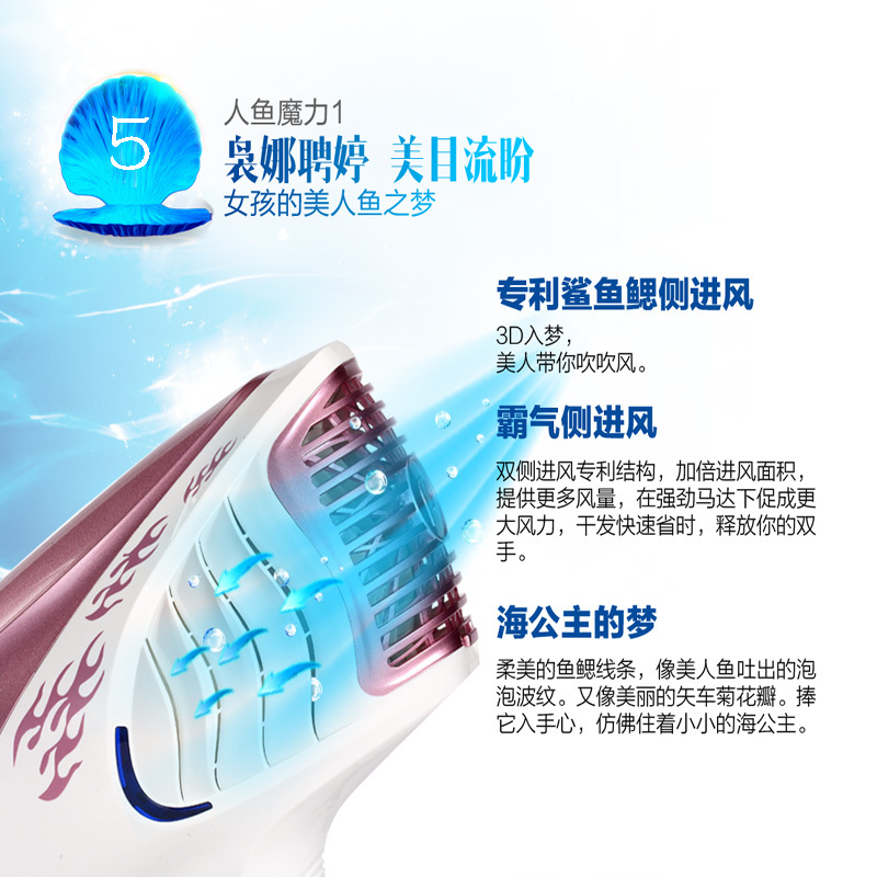 奔腾(povos)奔腾电吹风PH9380I 2200W高功率 LED负离子灯 六档吹风模式