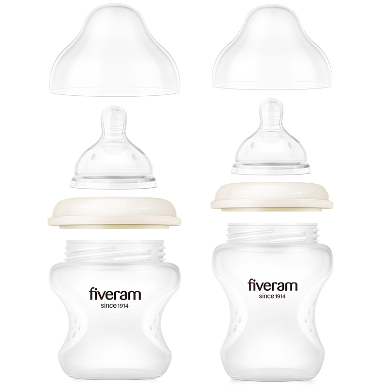 五羊 孩子宝原生硅胶宽口径奶瓶150ml+230ml象牙白