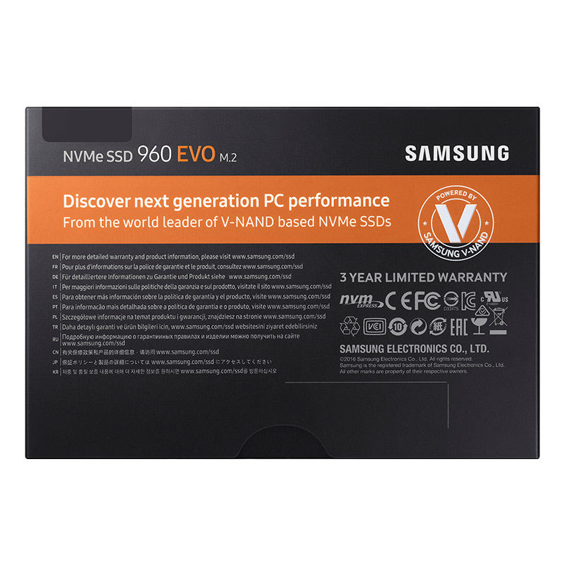 三星/Samsung 960 EVO 500GB M.2/NVME SSD固态硬盘